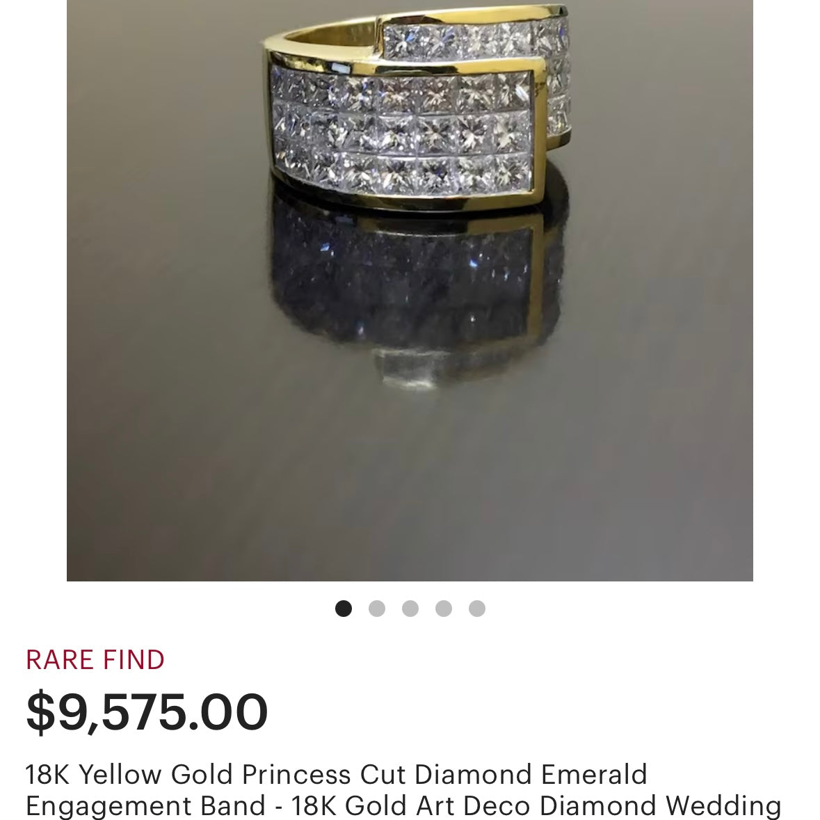 Vintage 18k Yellow Gold Custom Made 3.25CTW Princess Cut VS Diamond Ring (8.5)