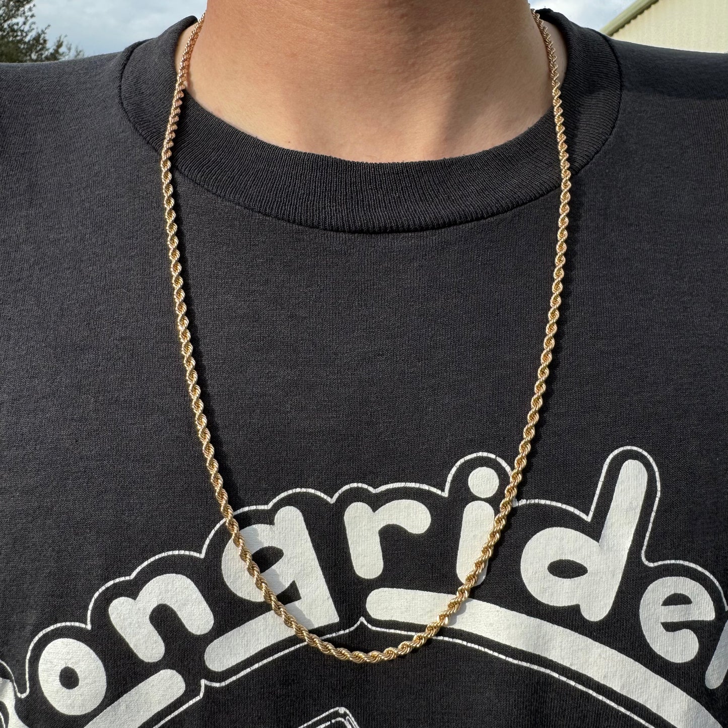 Vintage Solid 14k Yellow Gold Long Rope Chain Necklace (26.5”)