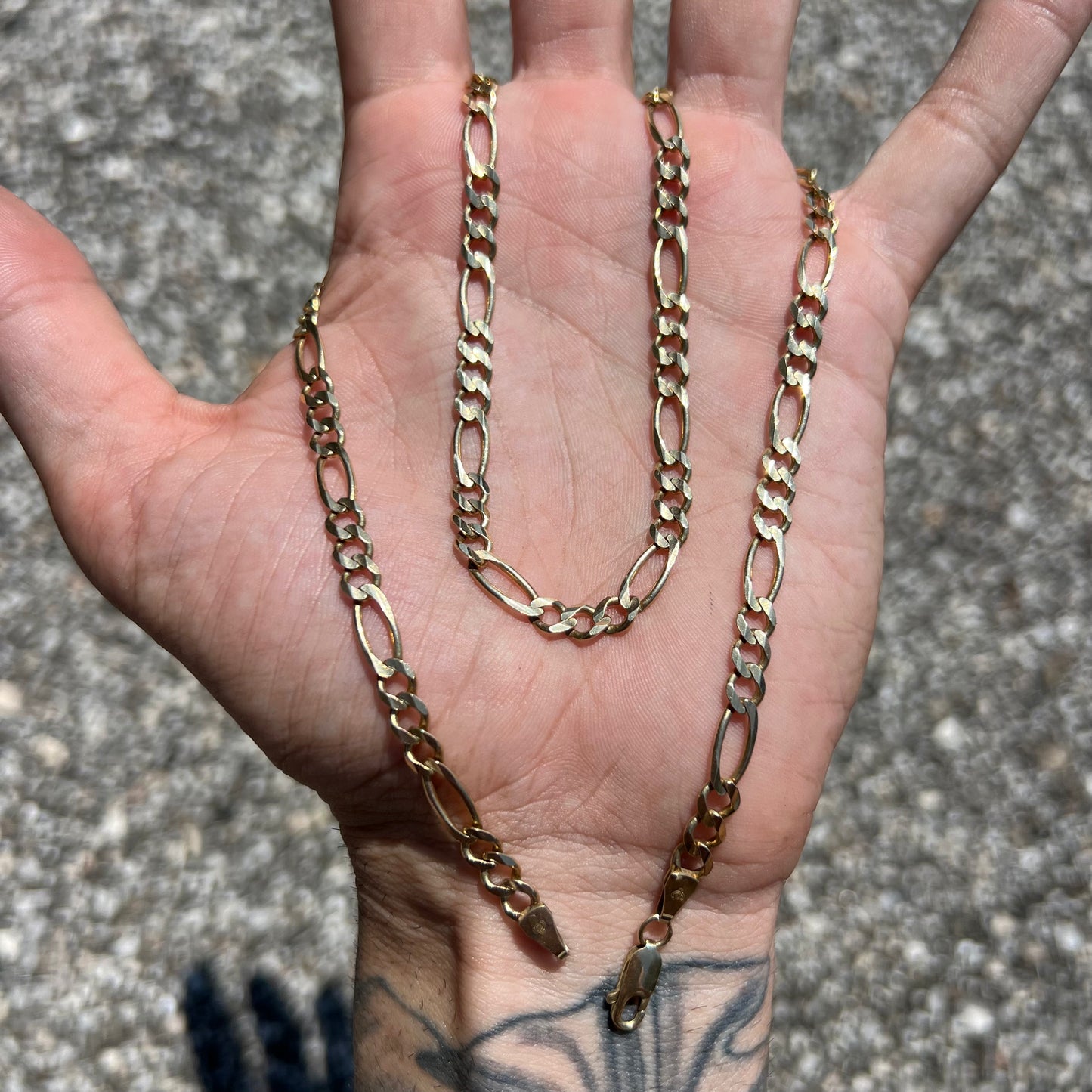 1990’s Solid 14k Yellow Gold Classic Italian Figaro Link Necklace (20”)