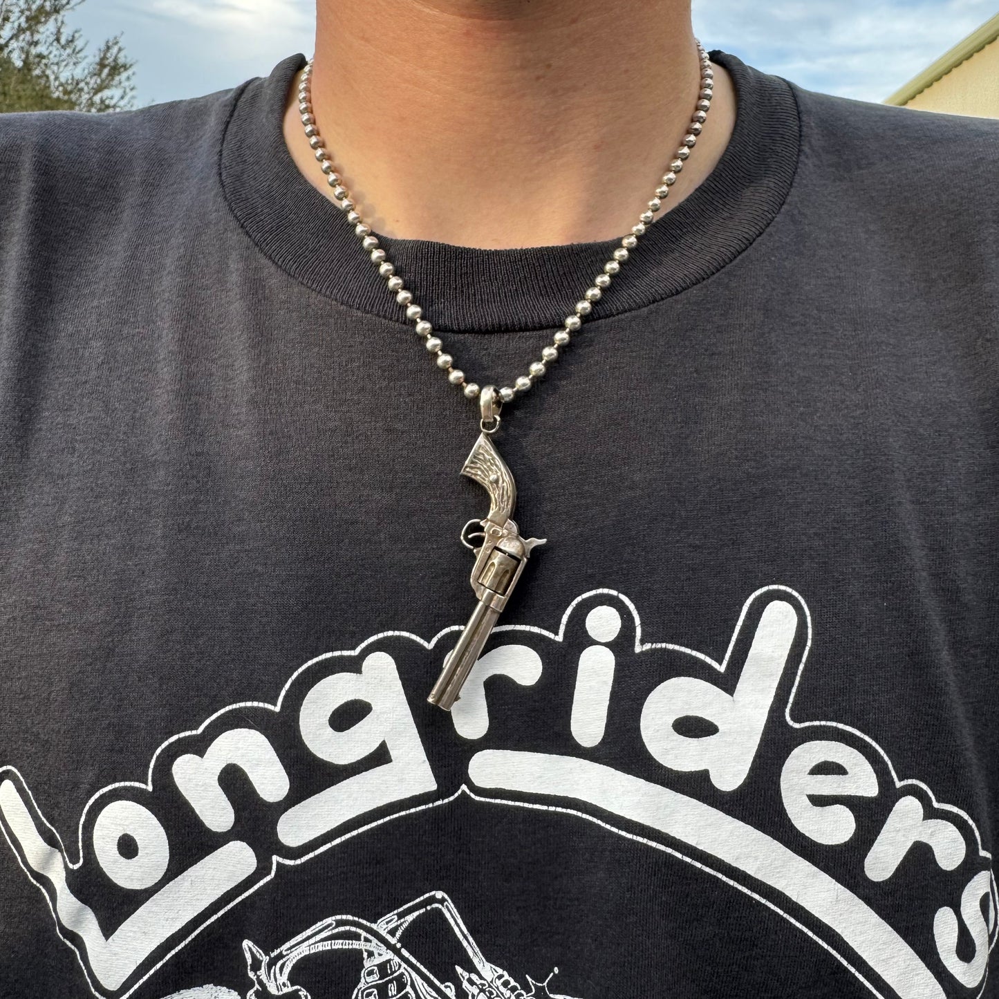 1970’s/80’s Solid Sterling Silver Functionally Articulating Scale Model 1881 Colt Frontier Six Shooter Pistol Pendant