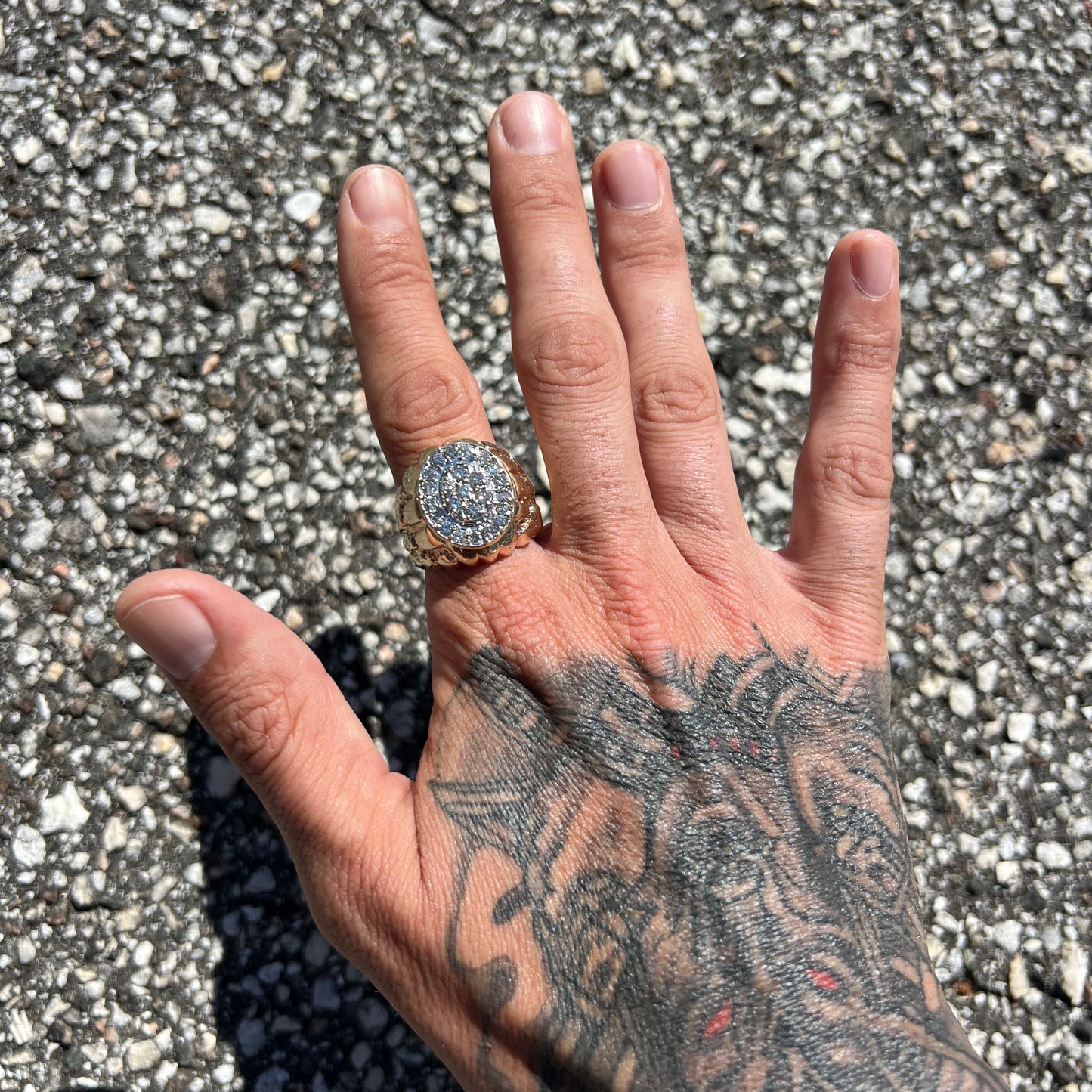 1980’s 10k Yellow Gold 3.0CTW Natural Diamond Cluster Nugget Ring (12)