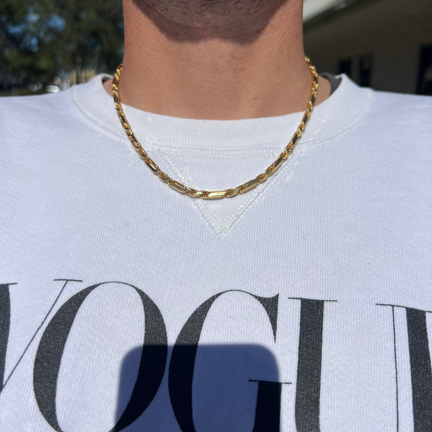 Vintage Solid 14k Yellow Gold High End Italian Designer Diamondcut Milano Rope Chain (18.5”)