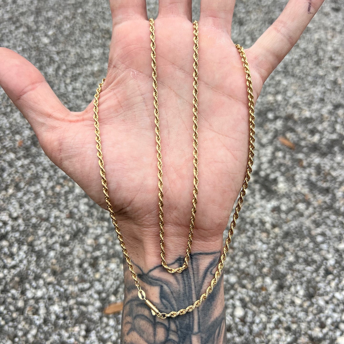 1980’s Solid 14k Yellow Gold Long Rope Chain Necklace (27”)