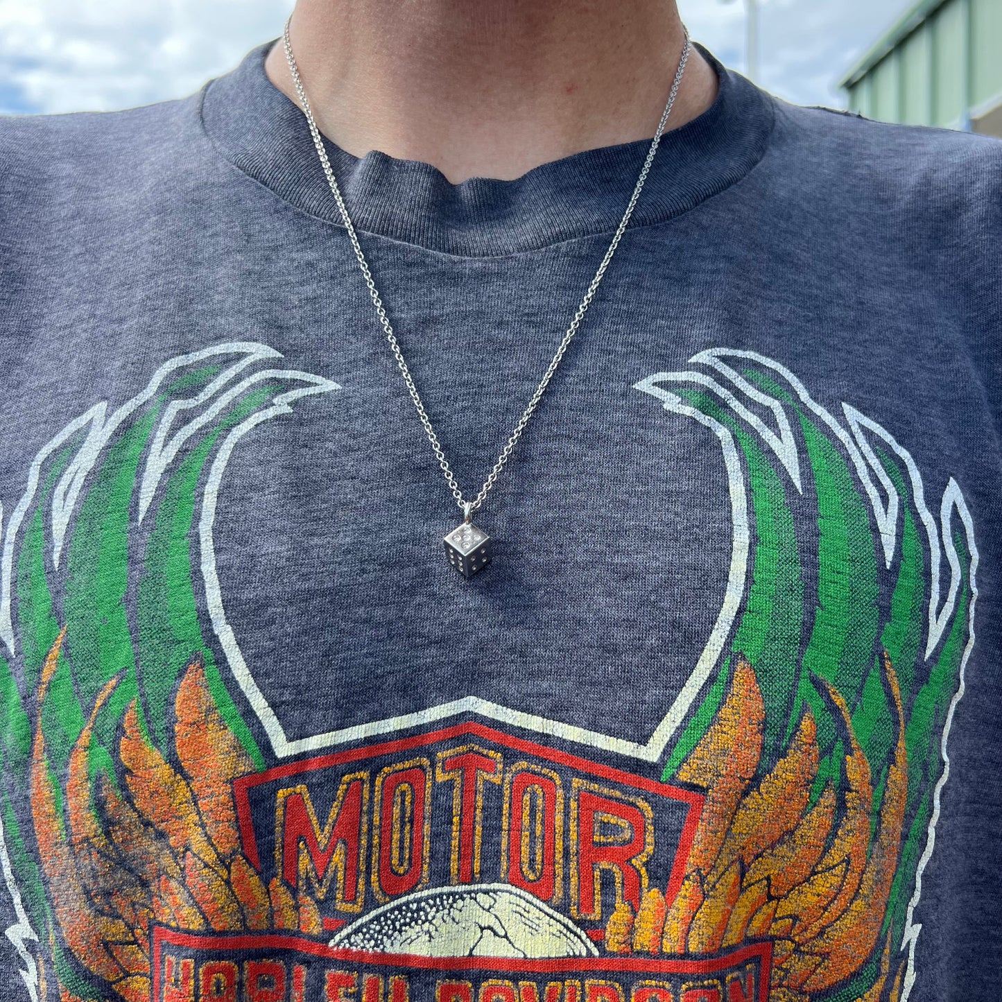 Solid Platinum Dice Pendant And Classic Link Chain By Menē