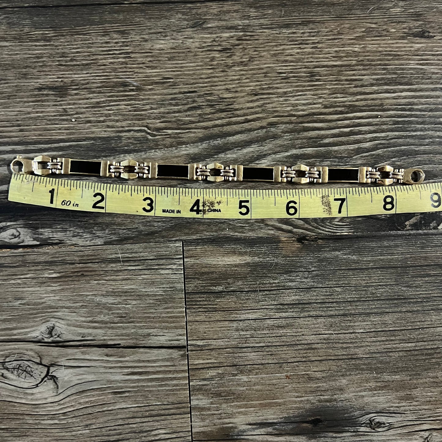 1980’s/90’s Italian 14k And Black Onyx Masculine Link Bracelet