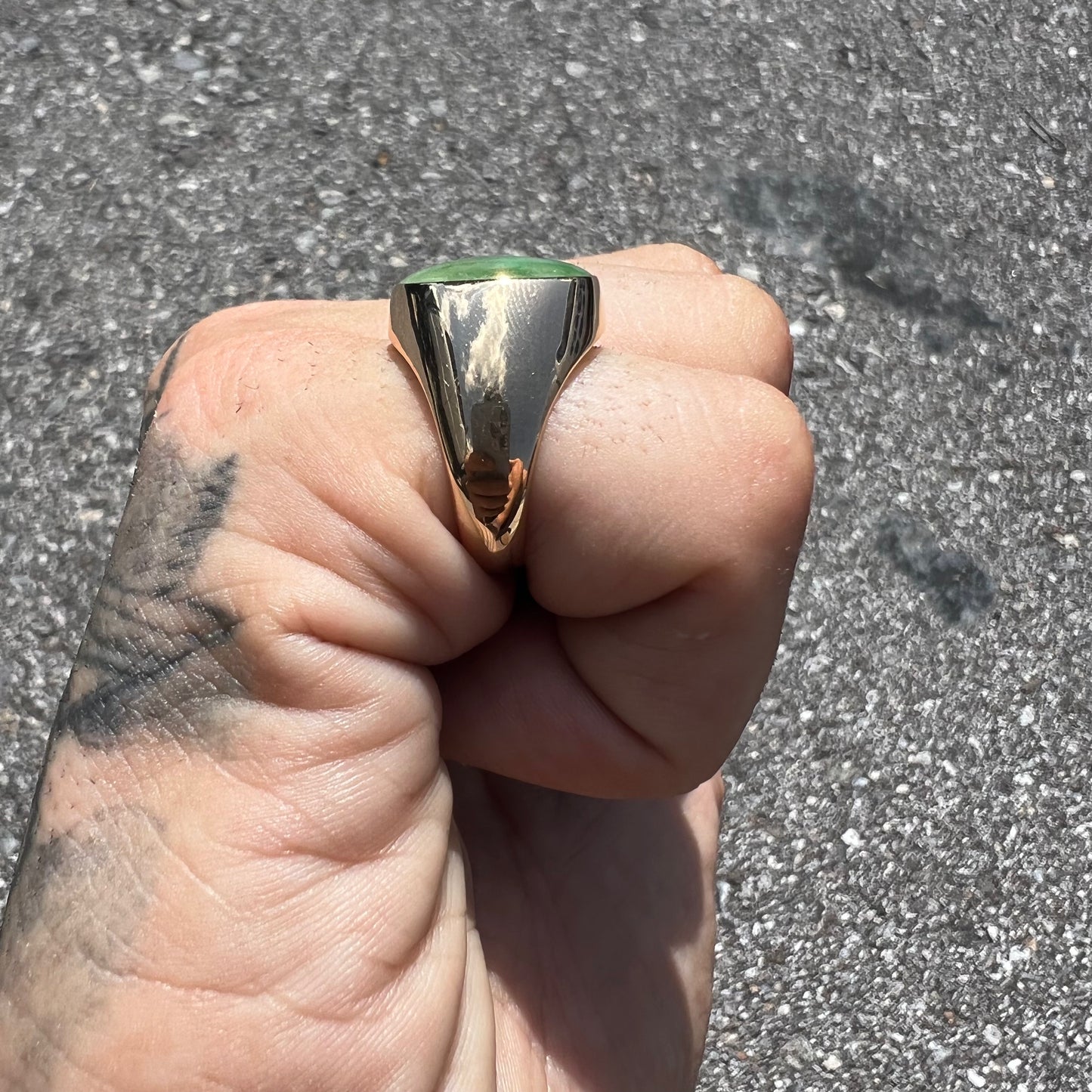 Vintage 14k Jade Comfort Fit Signet Ring (7)
