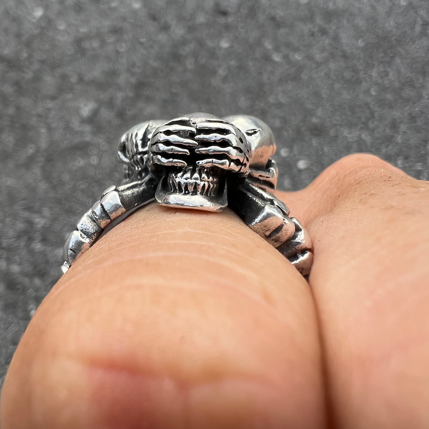 Heavyweight Sterling/.925 See,Speak,Hear No Evil Skull Ring (10.5)