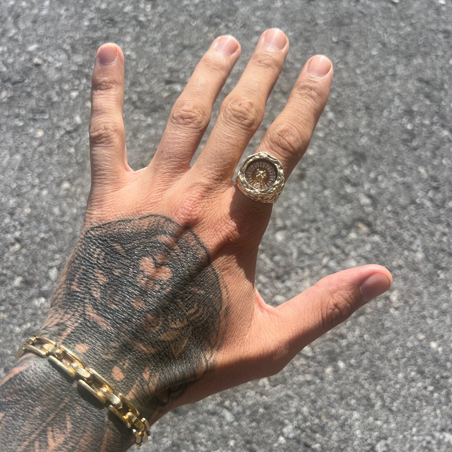 Vintage Custom 14k Spinning Roulette Nugget Ring