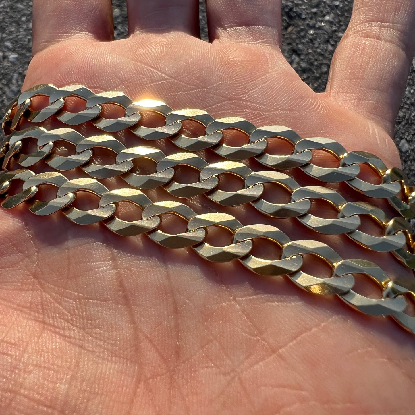 Vintage Solid 14k Yellow Gold Beveled Edge Italian Cuban Link Chain (25”)