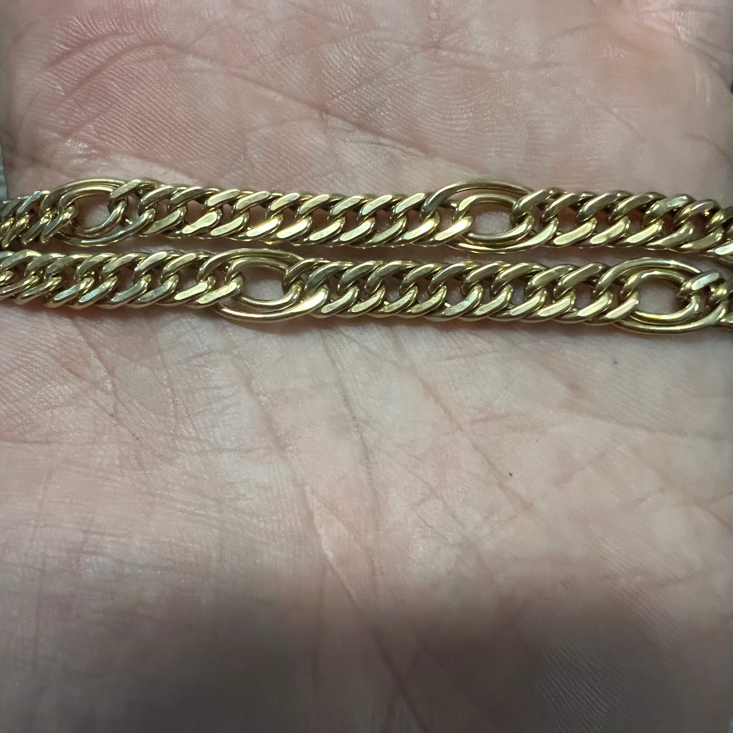Vintage 14k Italian Yellow Gold Double Cuban Link Station Chain