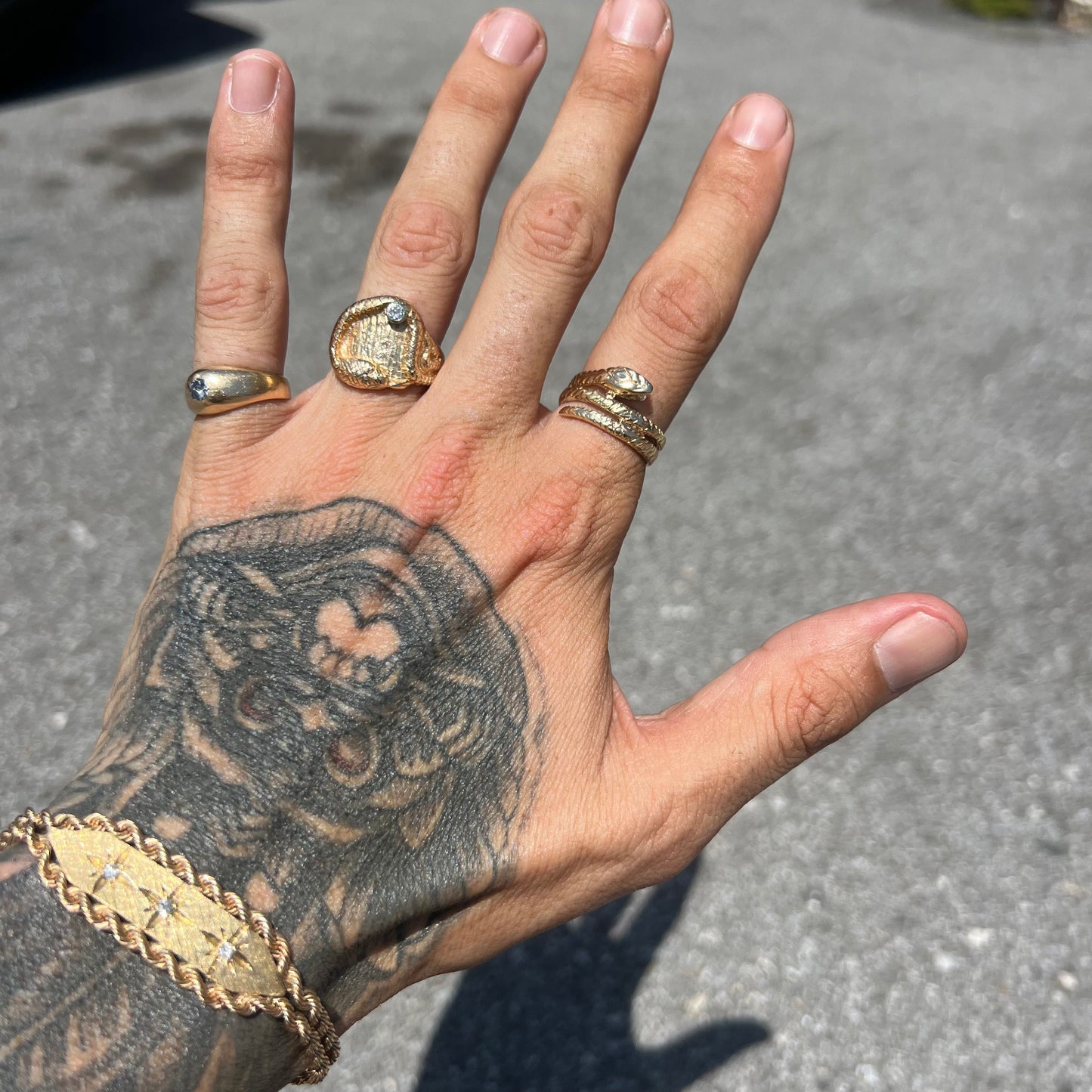 Vintage 14k Wraparound Diamond Snake Ring
