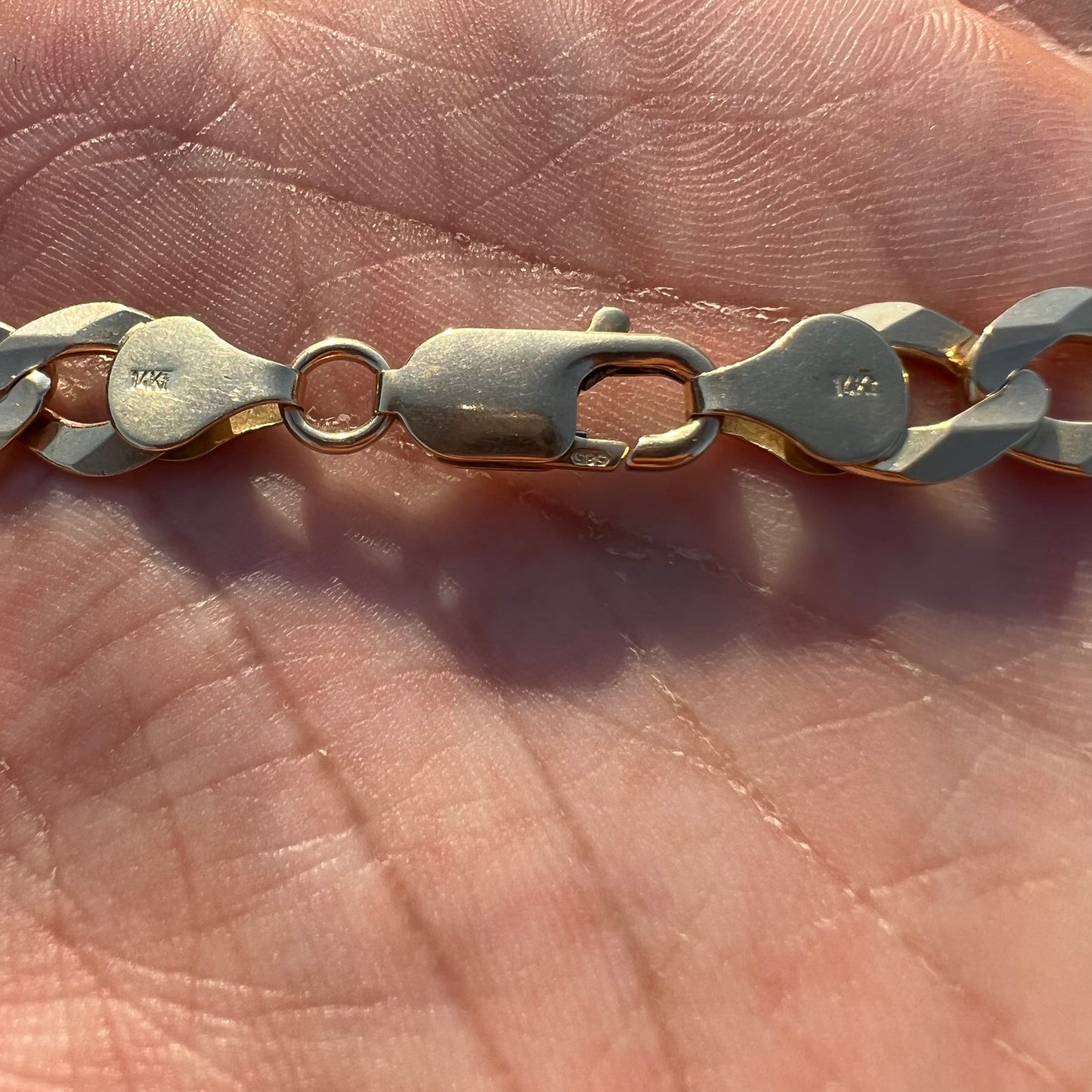 Vintage Solid 14k Yellow Gold Beveled Edge Italian Cuban Link Chain (25”)
