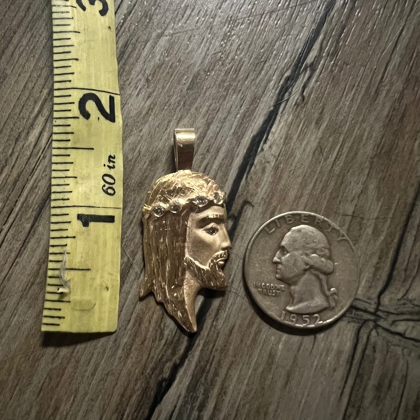 Vintage Custom 14k Solid Diamond Encrusted Jesus Piece Piece