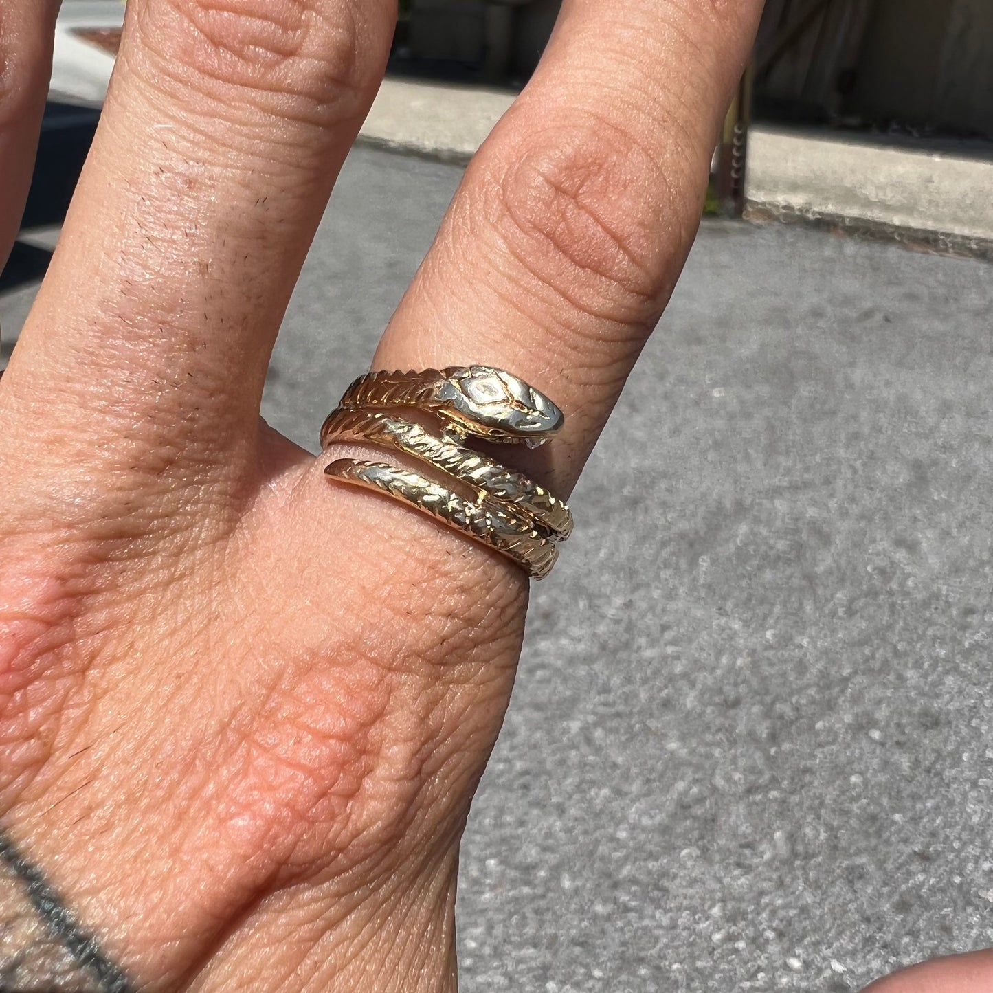 Vintage 14k Wraparound Diamond Snake Ring