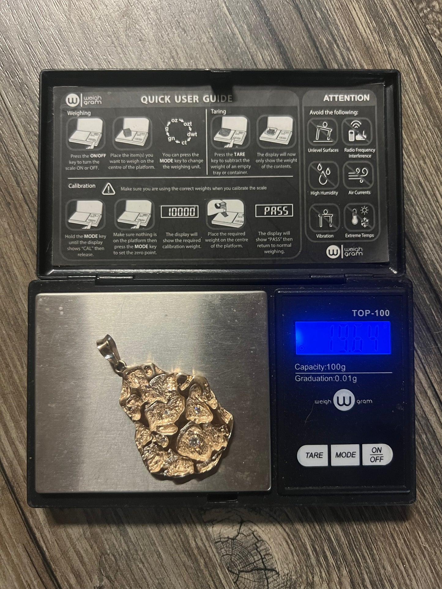 Custom 14k Natural VVS Diamond Encrusted Heavyweight Nugget Pendant