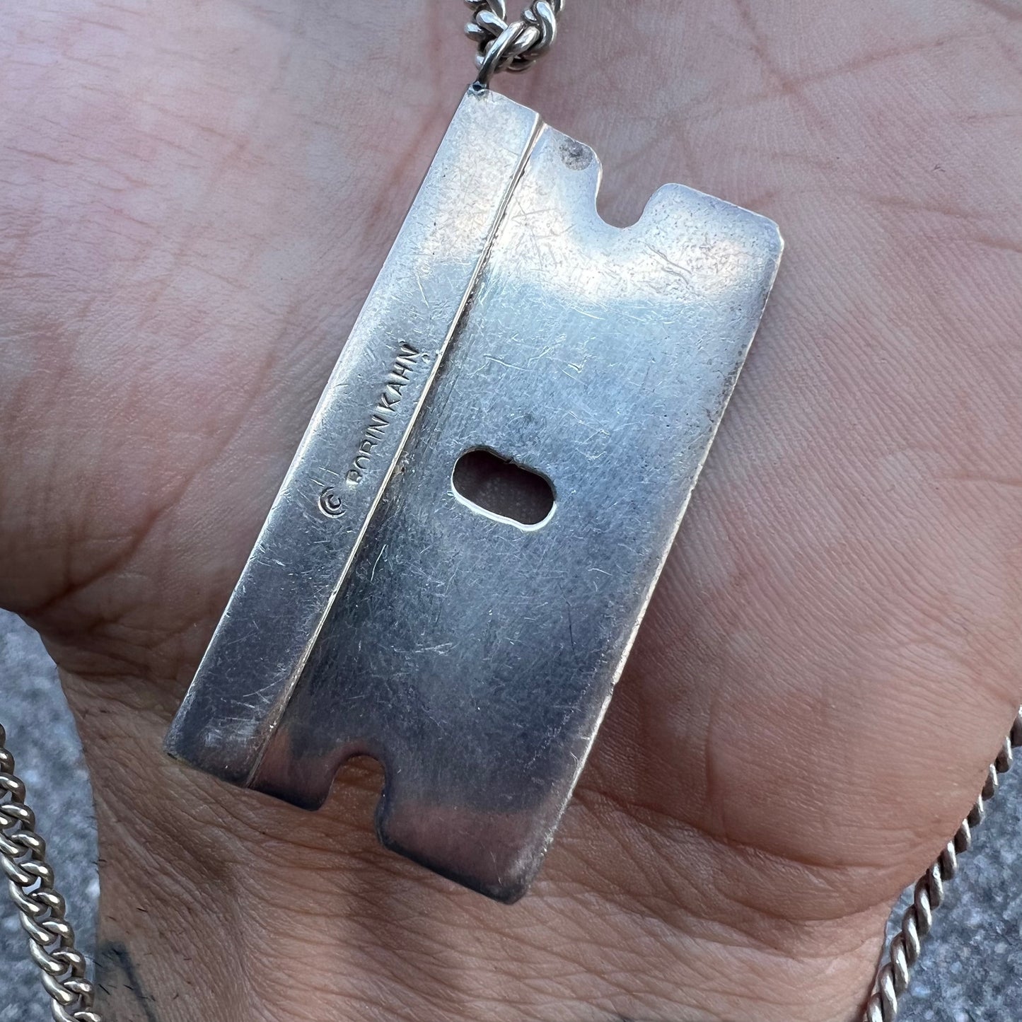 1970’s Era Solid Sterling Razorblade Pendant By Robin Khan