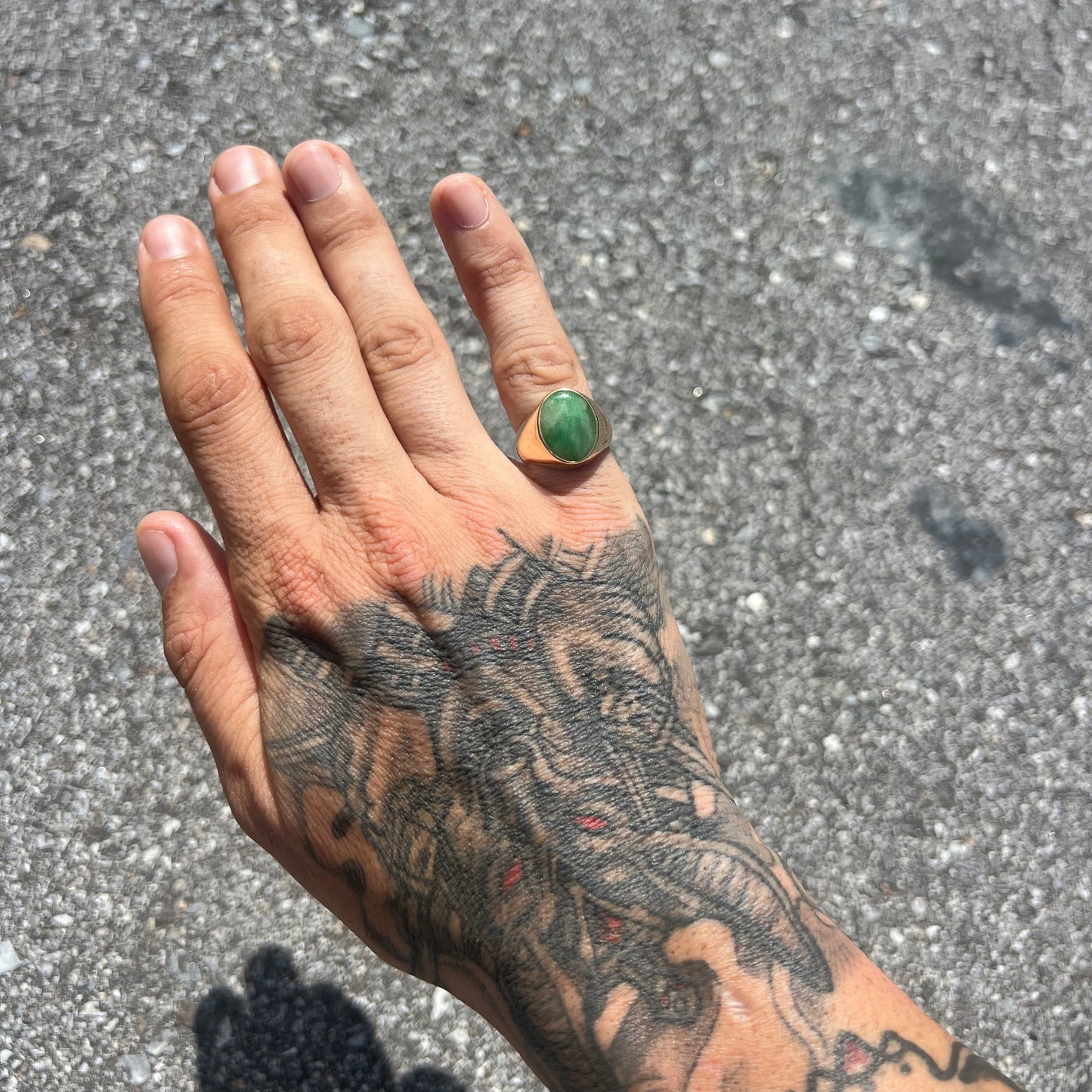 Vintage 14k Jade Comfort Fit Signet Ring (7)