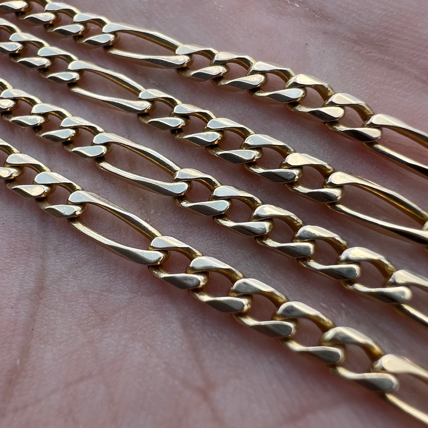 Vintage Solid 14k Italian Figaro Link Necklace By UnoAErre (20”)