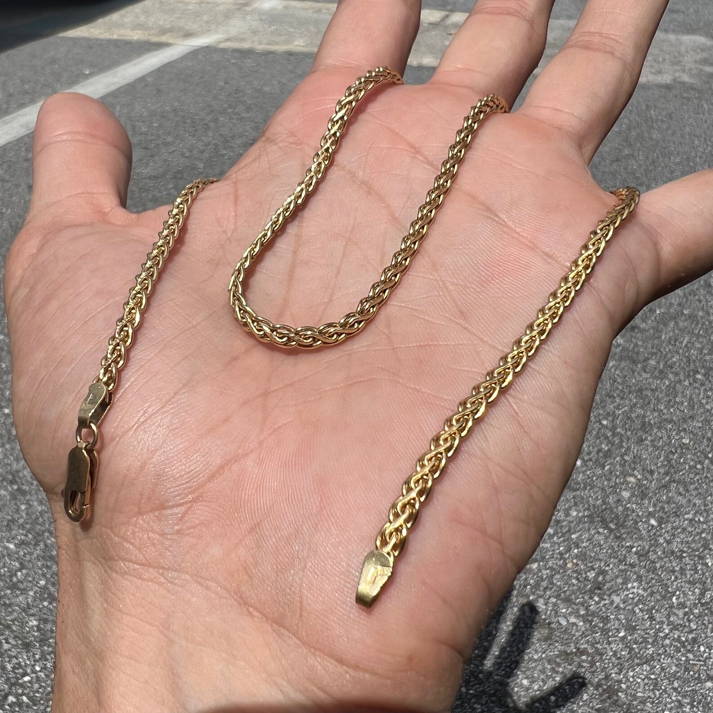 Vintage Solid 14k Italian Spiga Link Necklace (18.5”)