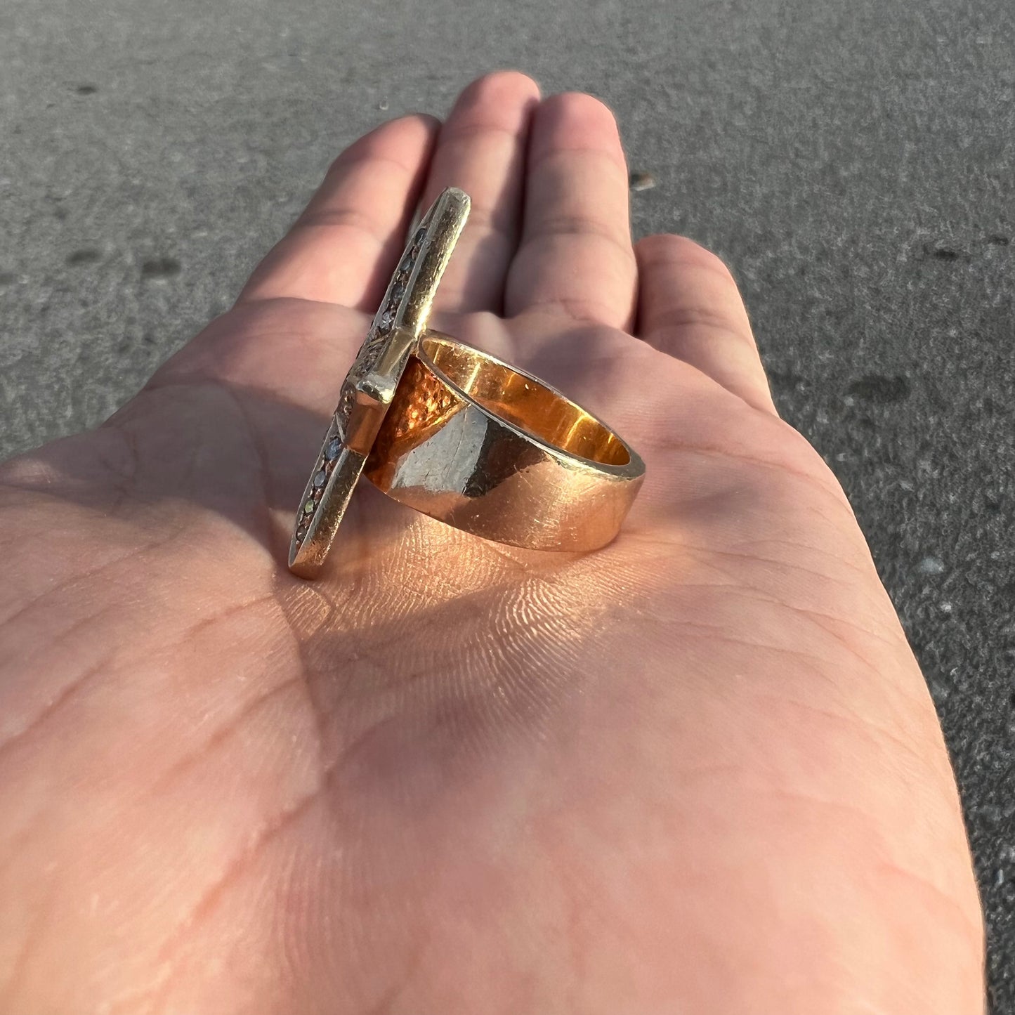 Vintage 14k Heavyweight Natural Diamond Flooded Superstar Ring (8)