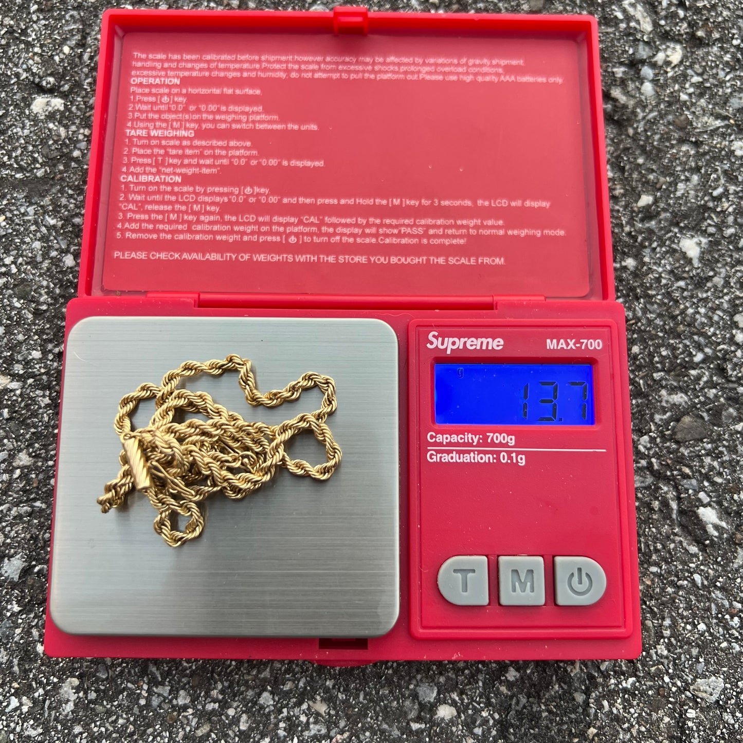 Vintage Solid 14k Rope Chain Necklace (18”)