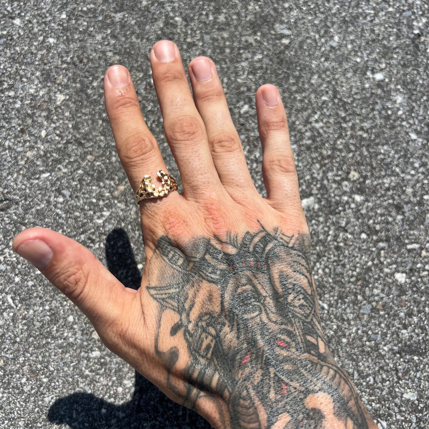 1970’s 14k Freeform Nugget Horseshoe Ring (10.75)