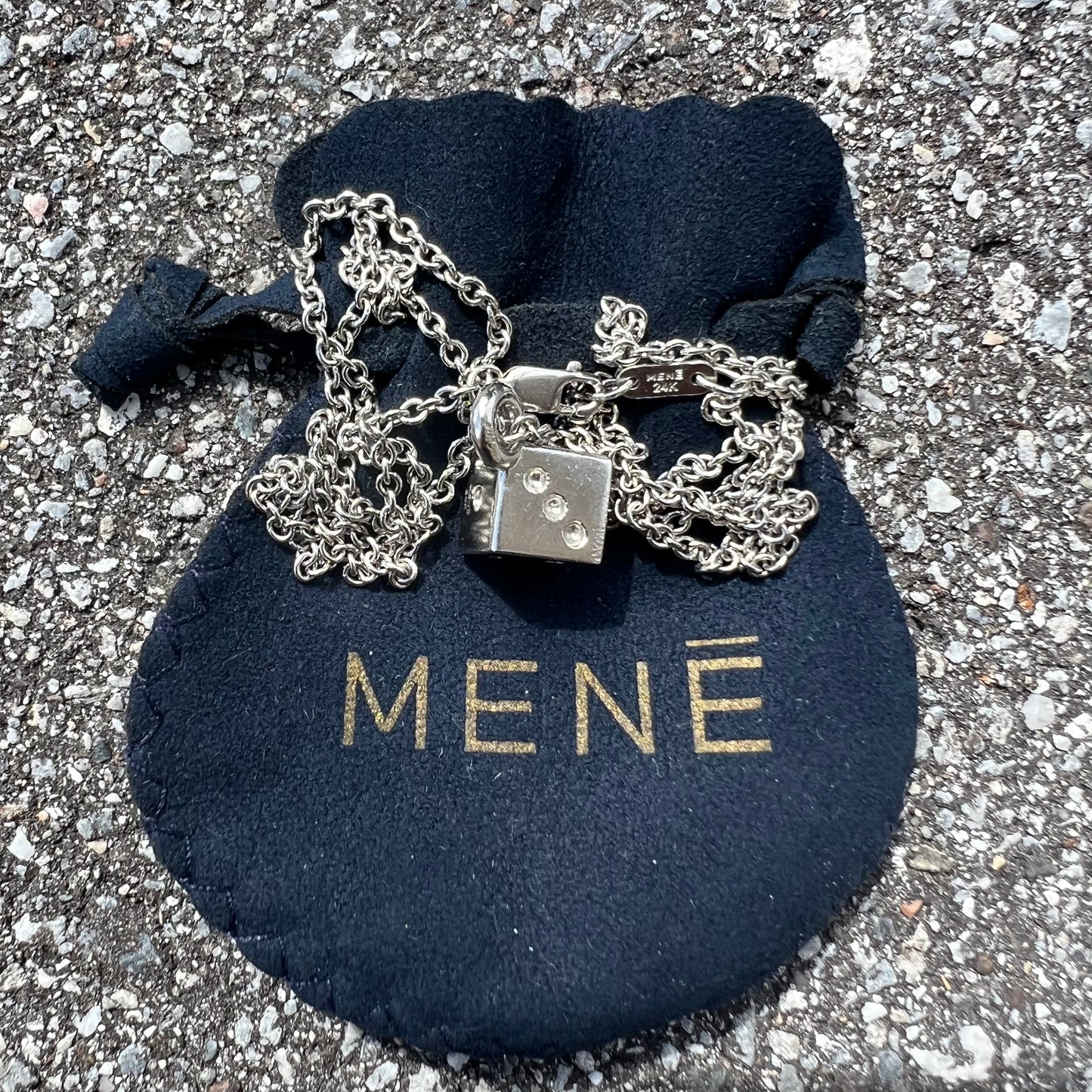 Solid Platinum Dice Pendant And Classic Link Chain By Menē
