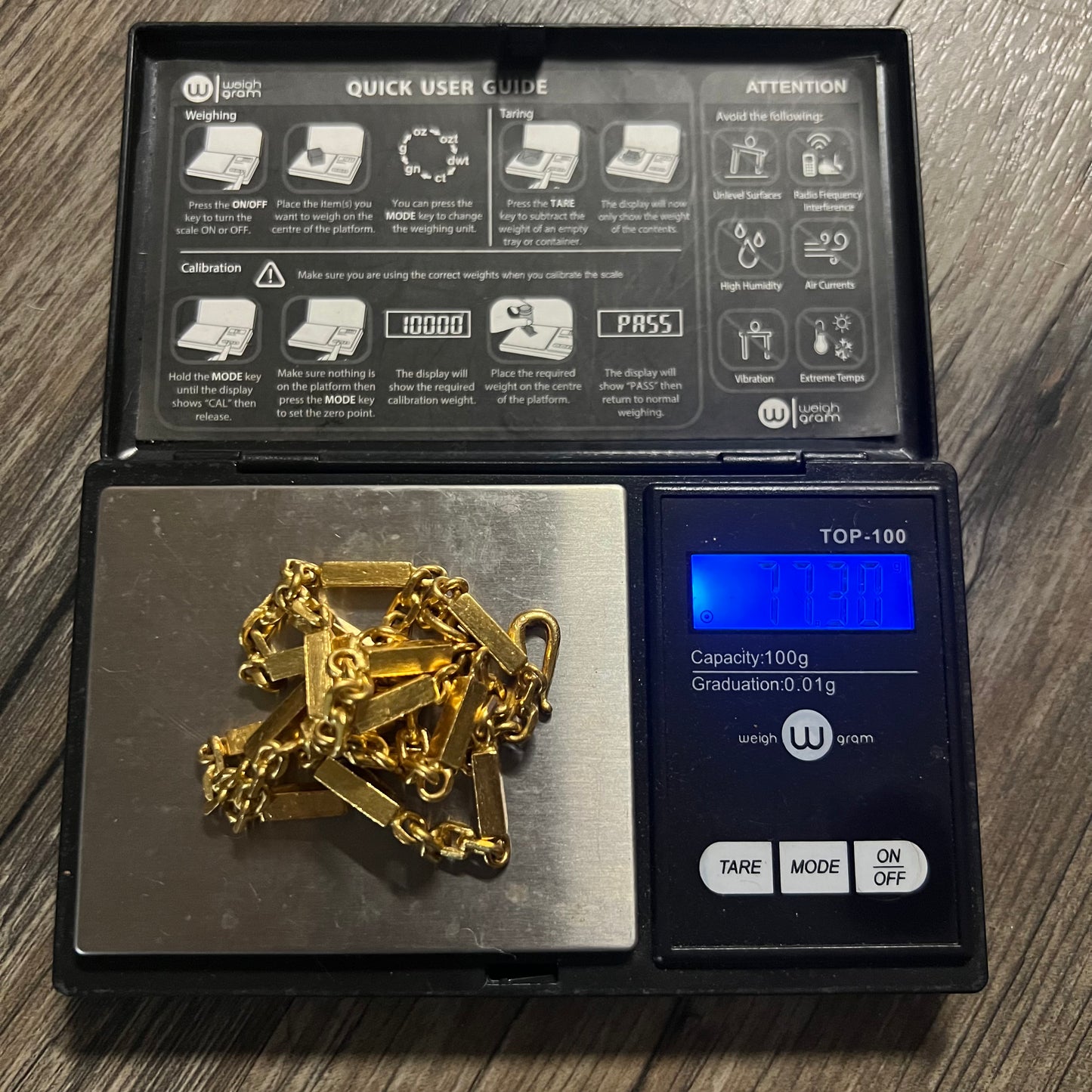 Solid 24k Heavyweight Bar To Anchor Linked Baht Chain Necklace (21”)