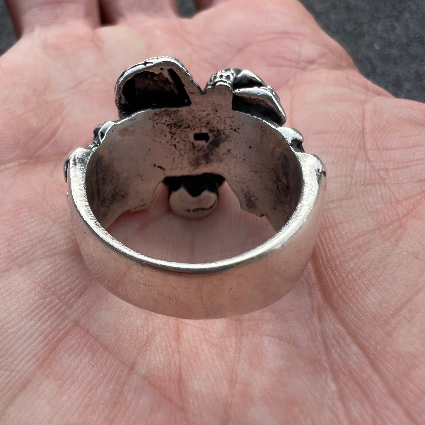 Heavyweight Sterling/.925 See,Speak,Hear No Evil Skull Ring (10.5)