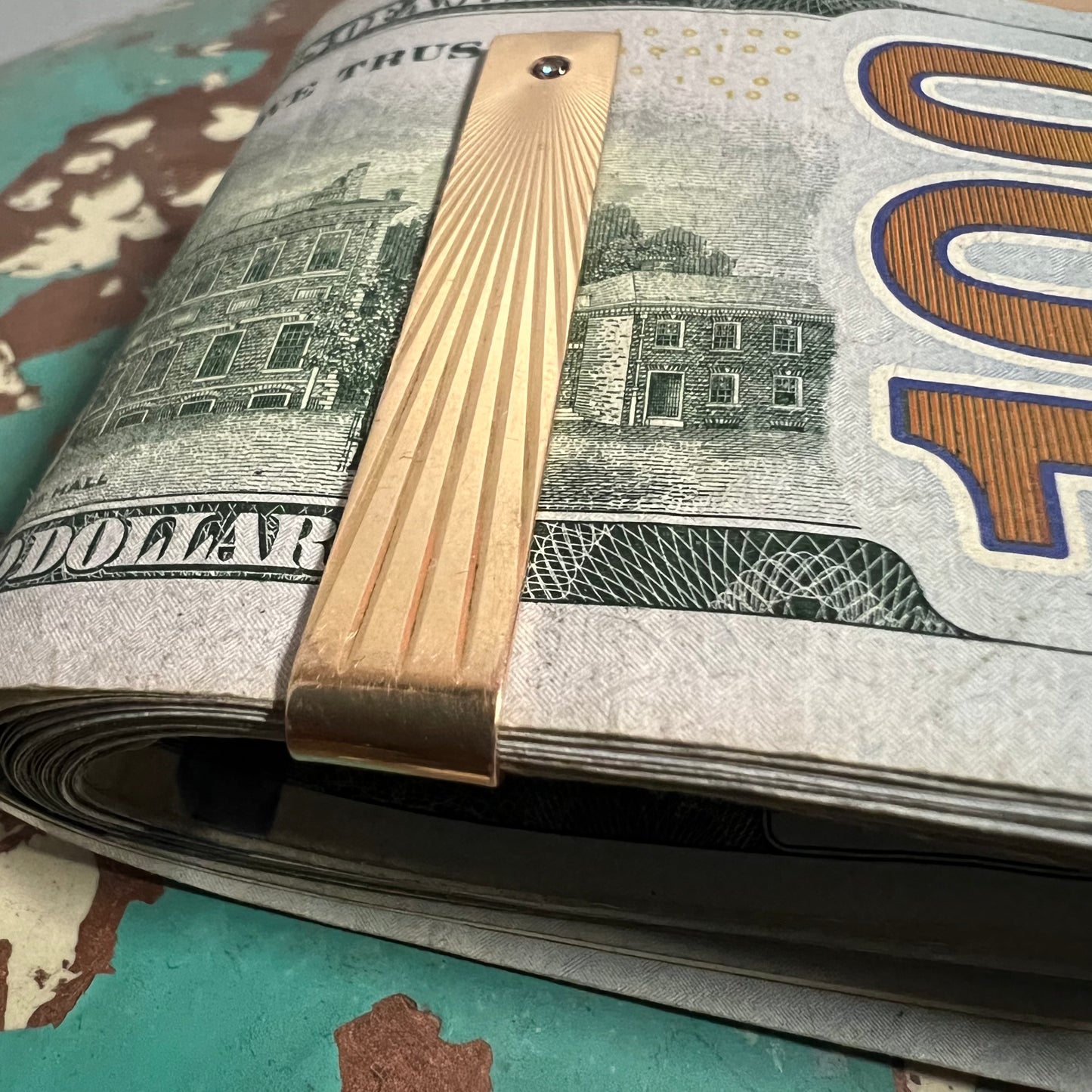 Art Deco Tiffany & Co. Solid 14k/Natural Diamond Money Clip/Tie Bar Combo