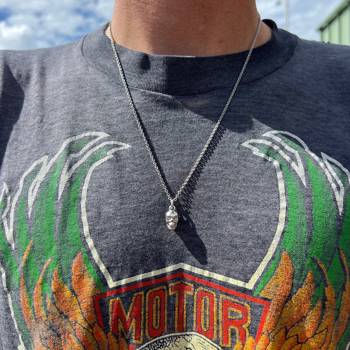 Solid Platinum Skull Pendant And Classic Link Chain By Menē