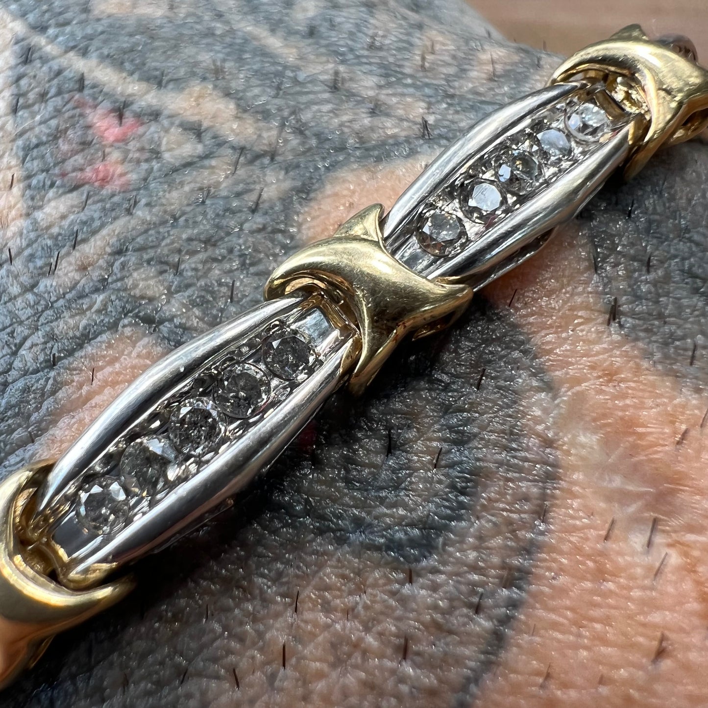 Vintage 10k Two-Tone 2.5CTW Diamond Tennis Bracelet (7.5”)