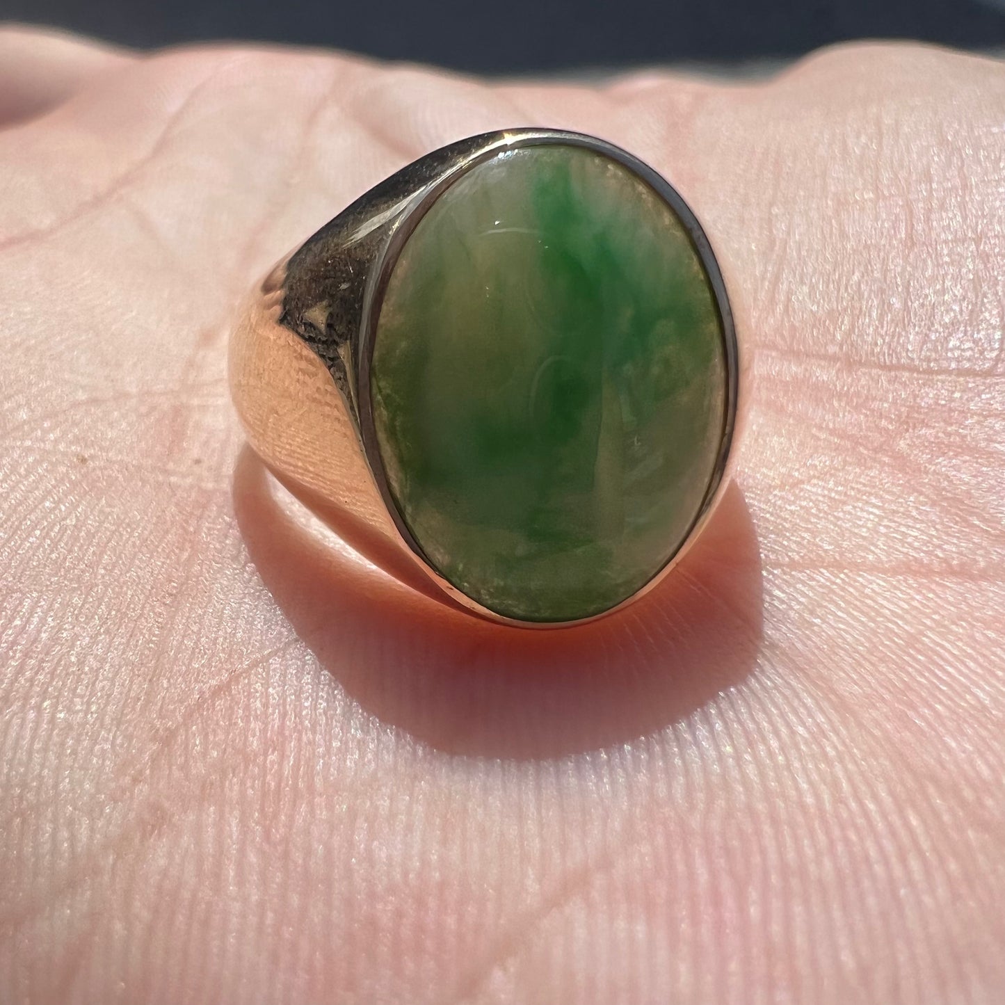 Vintage 14k Jade Comfort Fit Signet Ring (7)