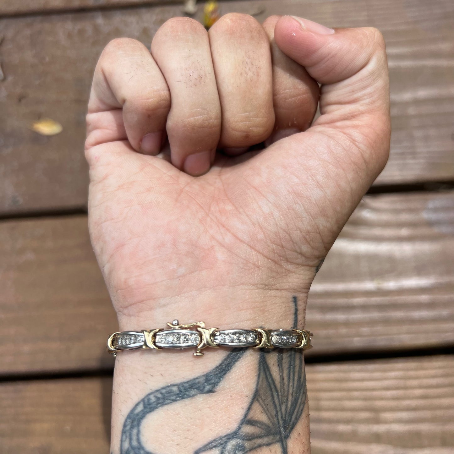 Vintage 10k Two-Tone 2.5CTW Diamond Tennis Bracelet (7.5”)