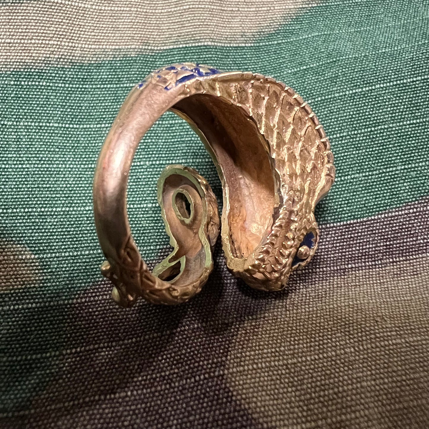 18k Enamel Etruscan Revival Cobra Ring