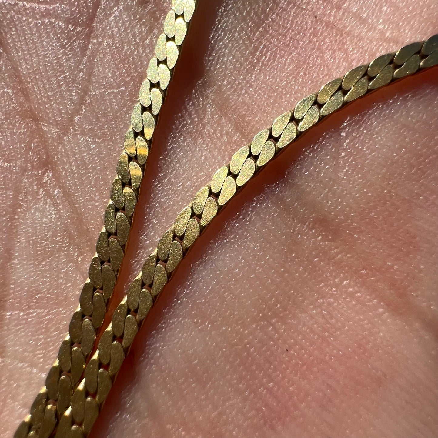 Vintage Solid 14k Cuban Link Herringbone Necklace
