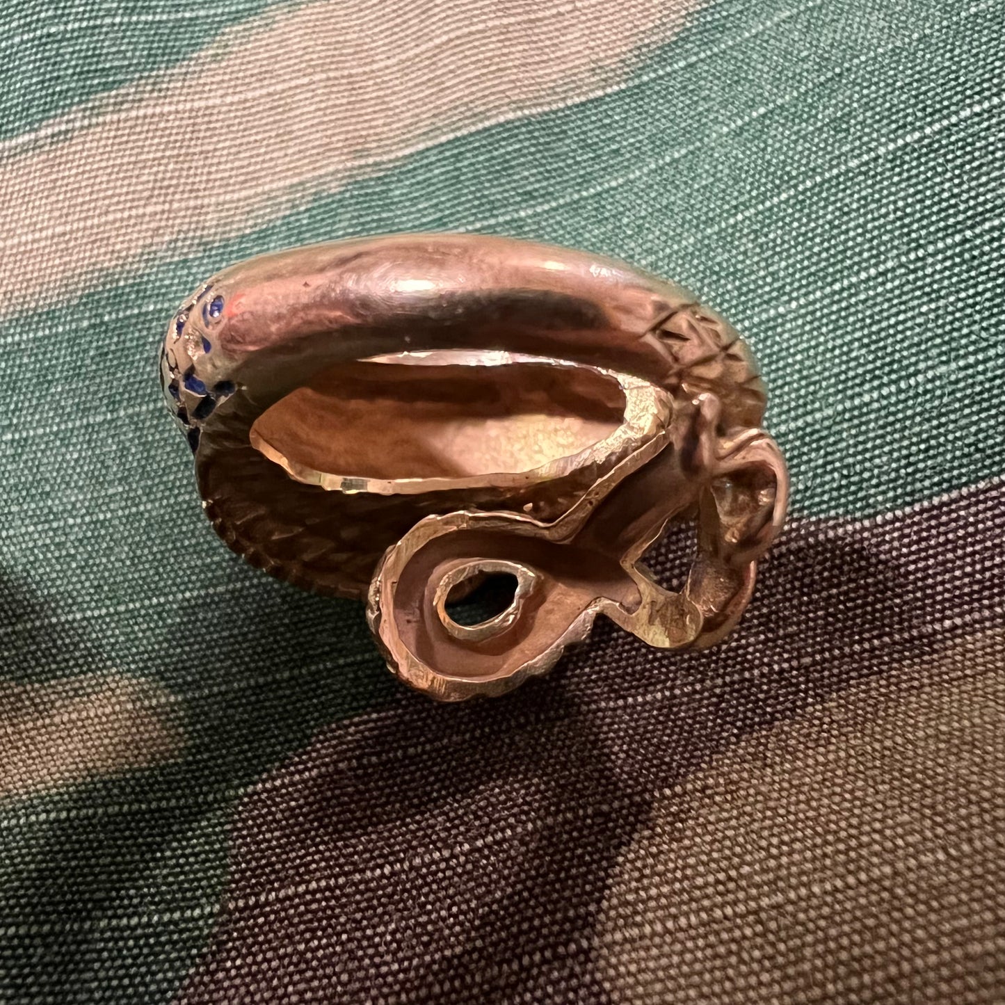 18k Enamel Etruscan Revival Cobra Ring