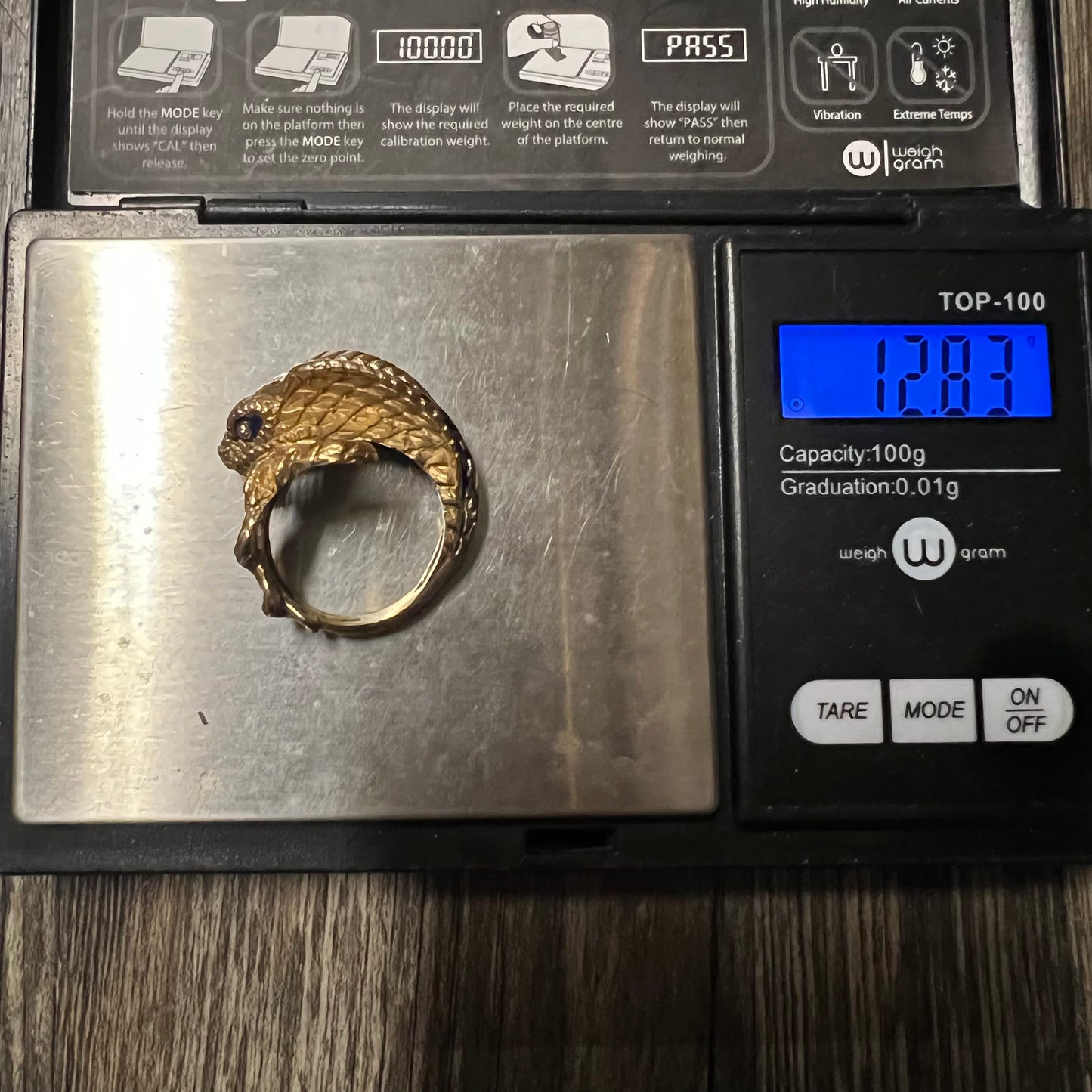 18k Enamel Etruscan Revival Cobra Ring