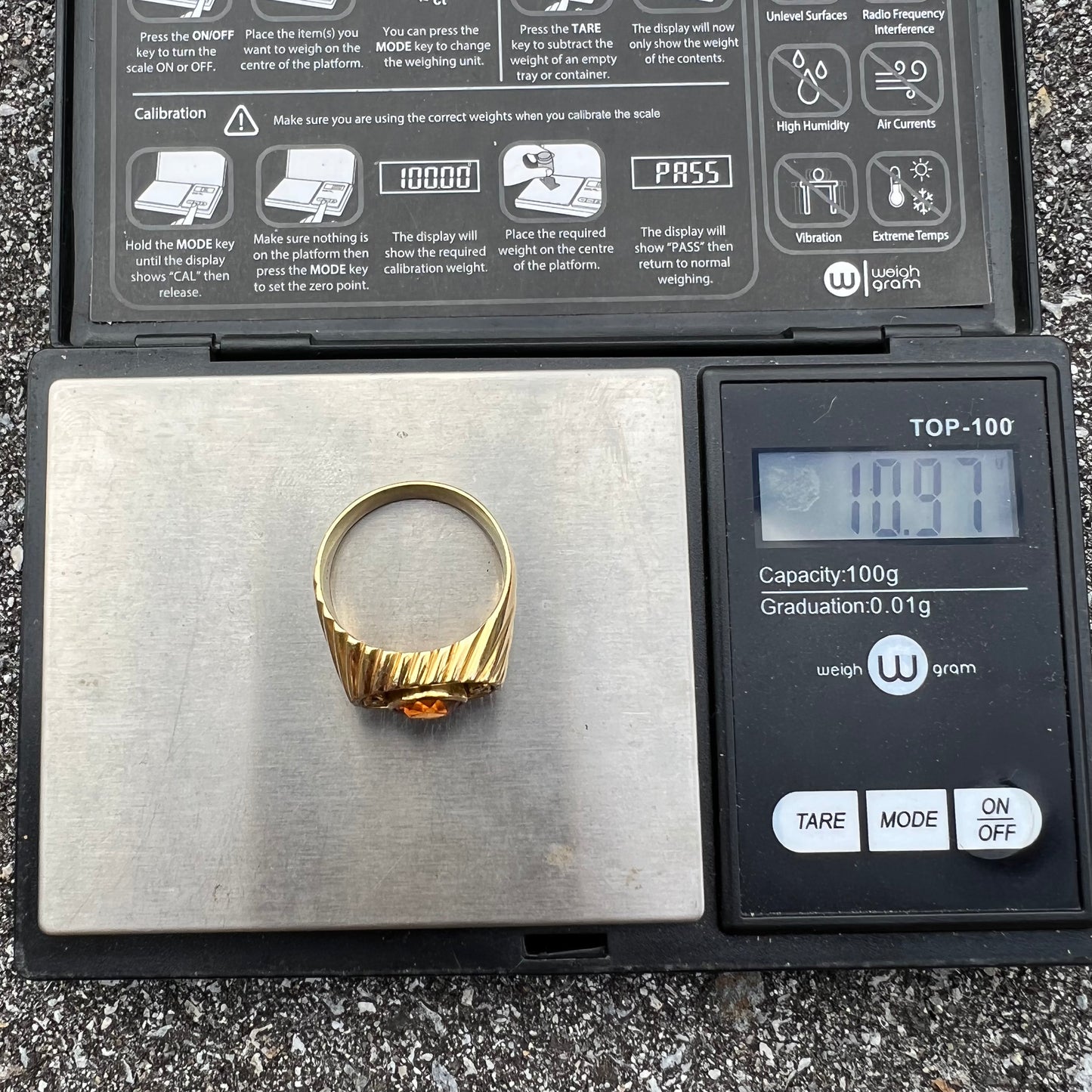 Vintage 14k Mandarin Garnet Natural Diamond Ring