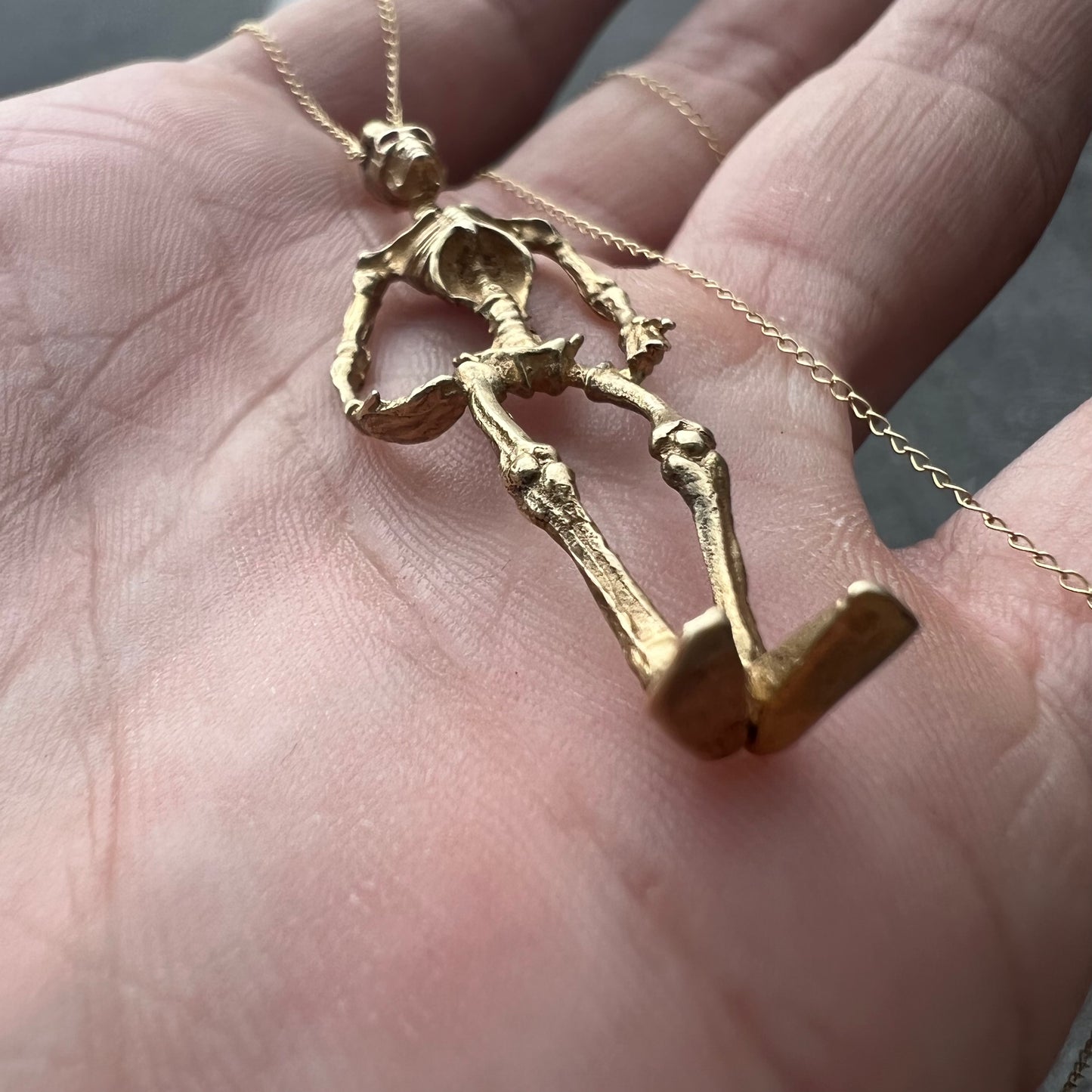 Solid 14k Skeleton Pendant *Free Necklace Included*