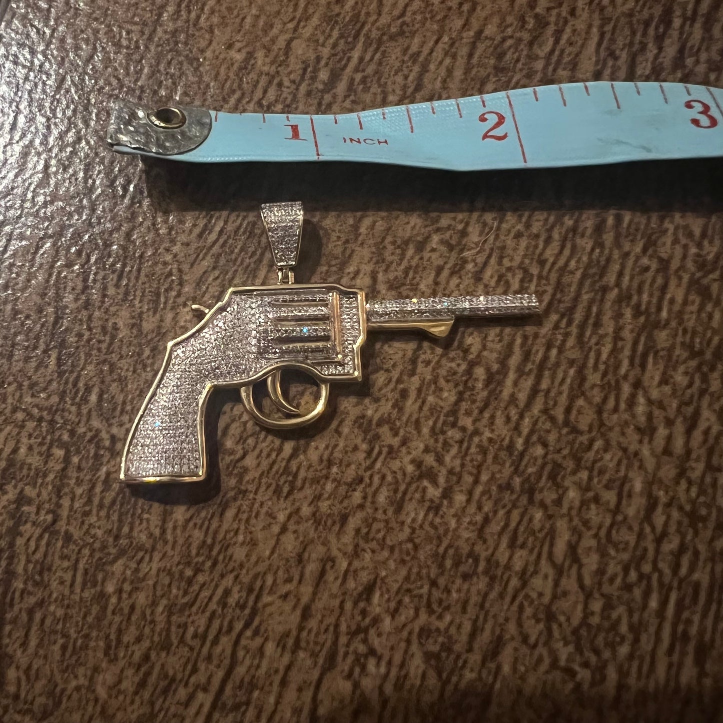 Custom 10k Natural Diamond (.70CTW) Encrusted Pistol Pendant