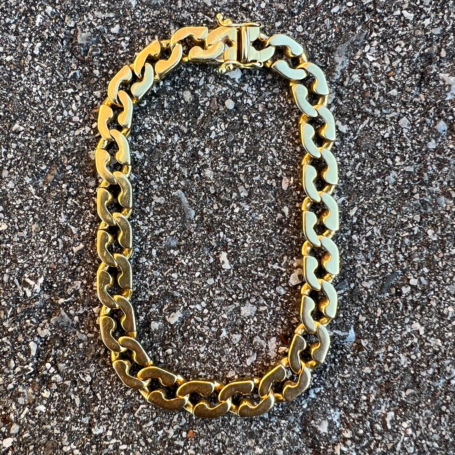 Vintage 14k Chunky Razorblade Cuban Link Bracelet