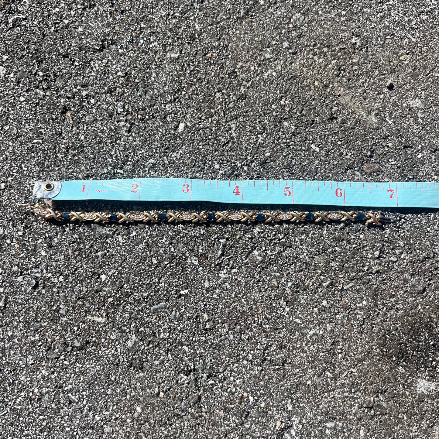 Vintage 14k Natural Sapphire/Diamond X Link Bracelet