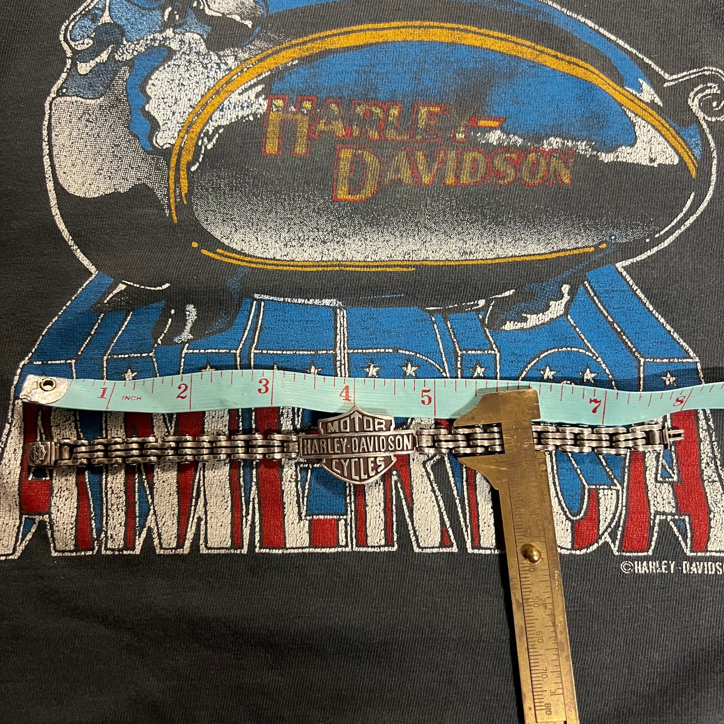 Vintage Sterling/.925 Harley-Davidson Bar And Shield Chain Drive Link Bracelet