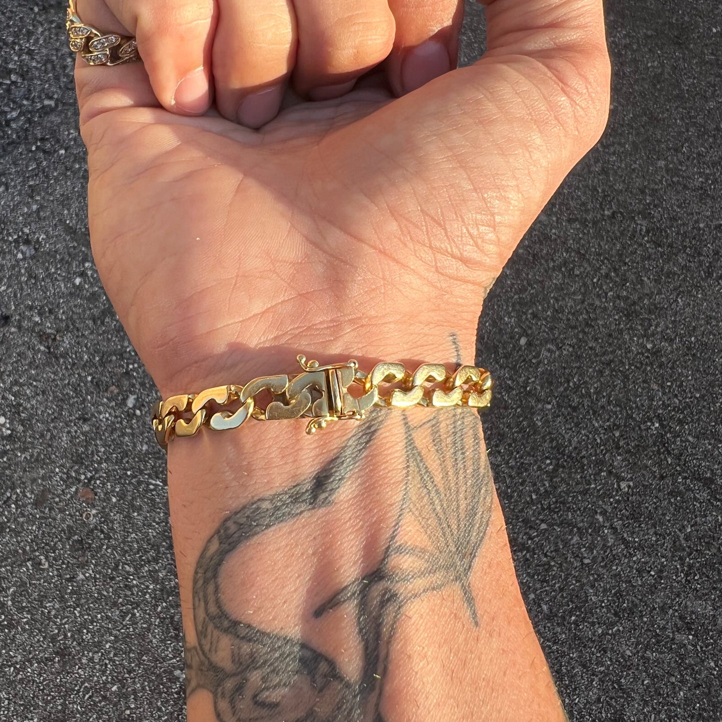 Vintage 14k Chunky Razorblade Cuban Link Bracelet