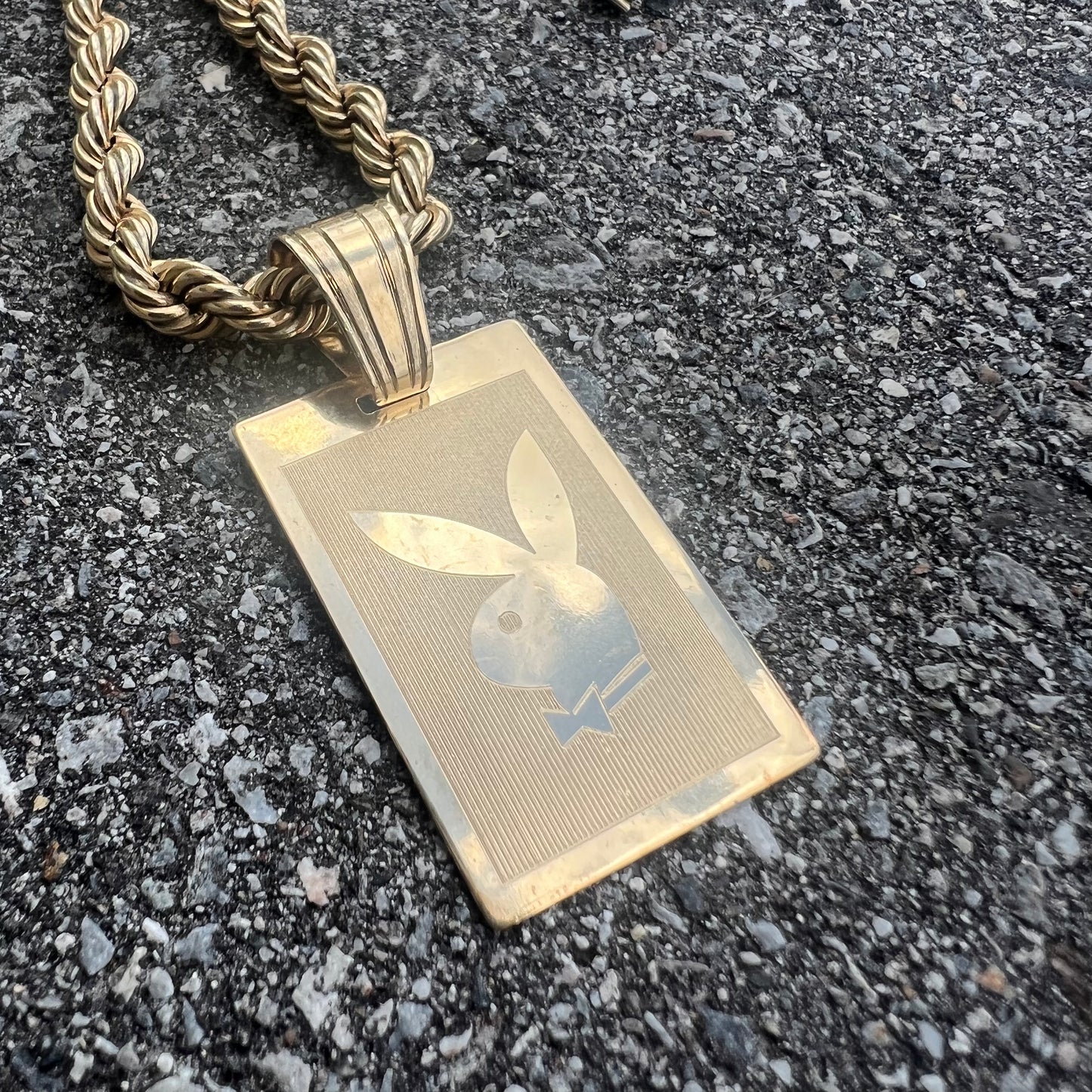 Old School Large 14k Custom Playboy Pendant
