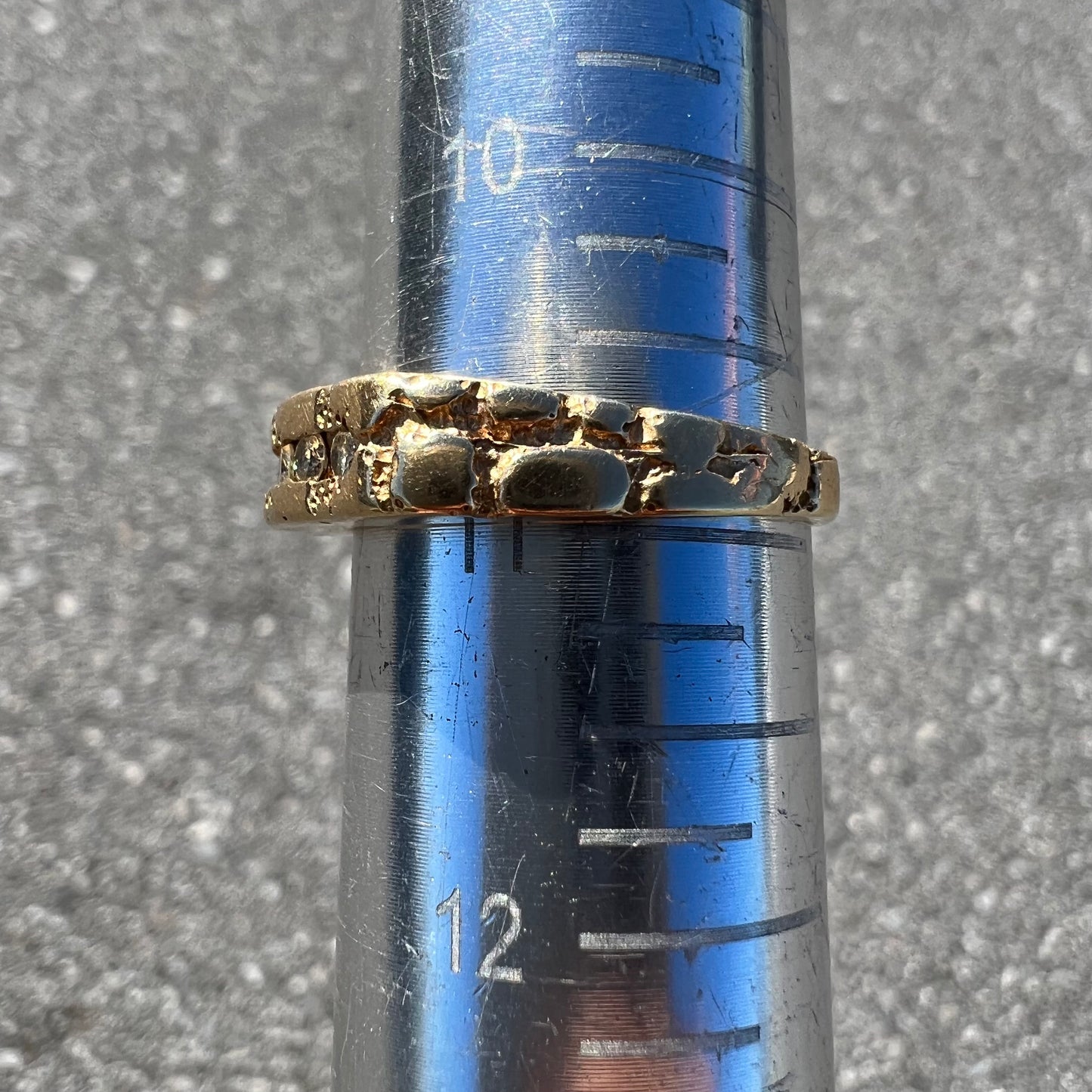 1980’s 14k Nugget Natural Diamond Band Ring