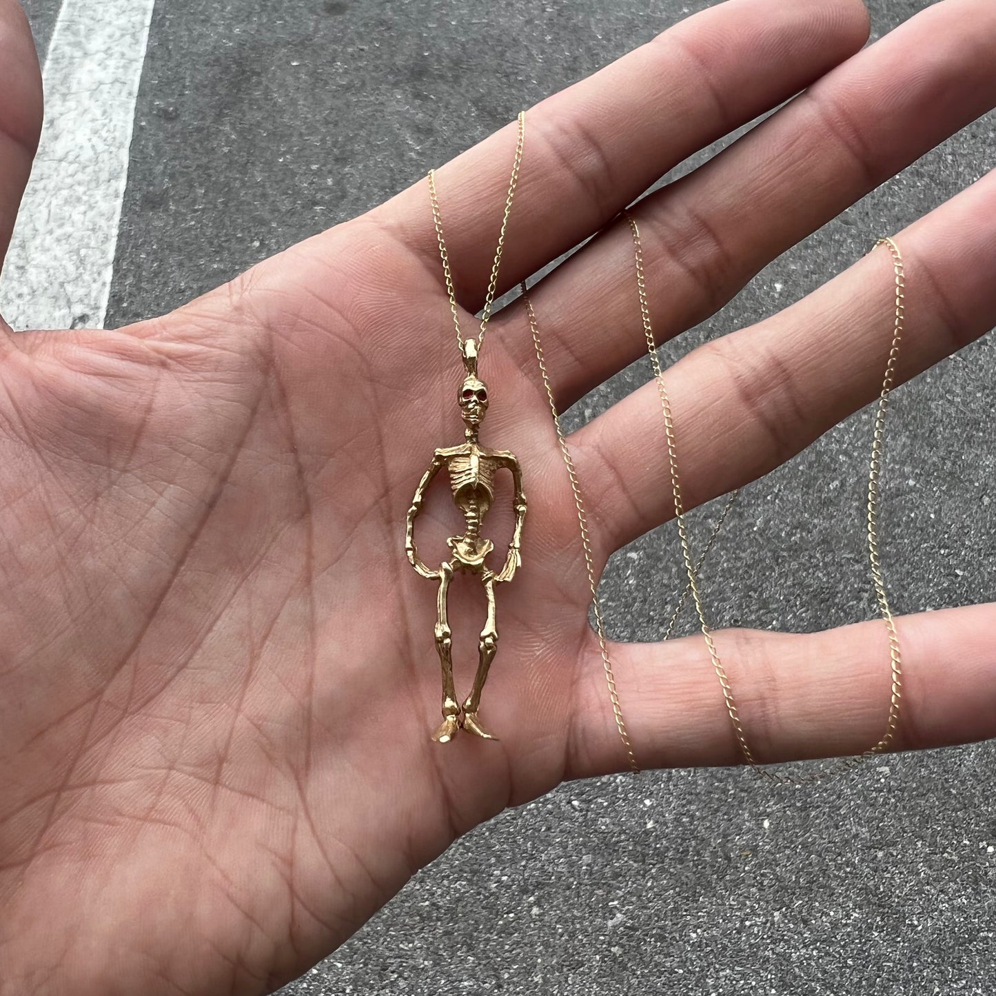 Solid 14k Skeleton Pendant *Free Necklace Included*