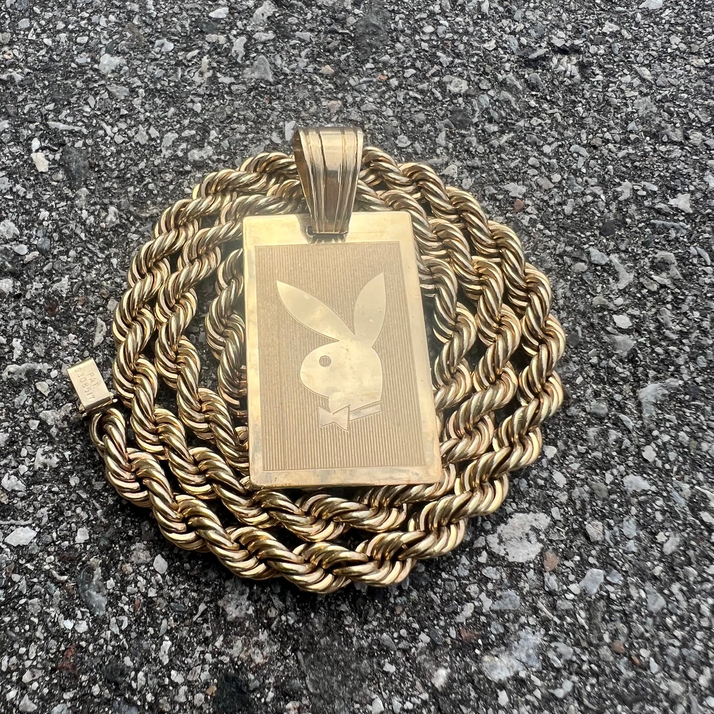 Old School Large 14k Custom Playboy Pendant