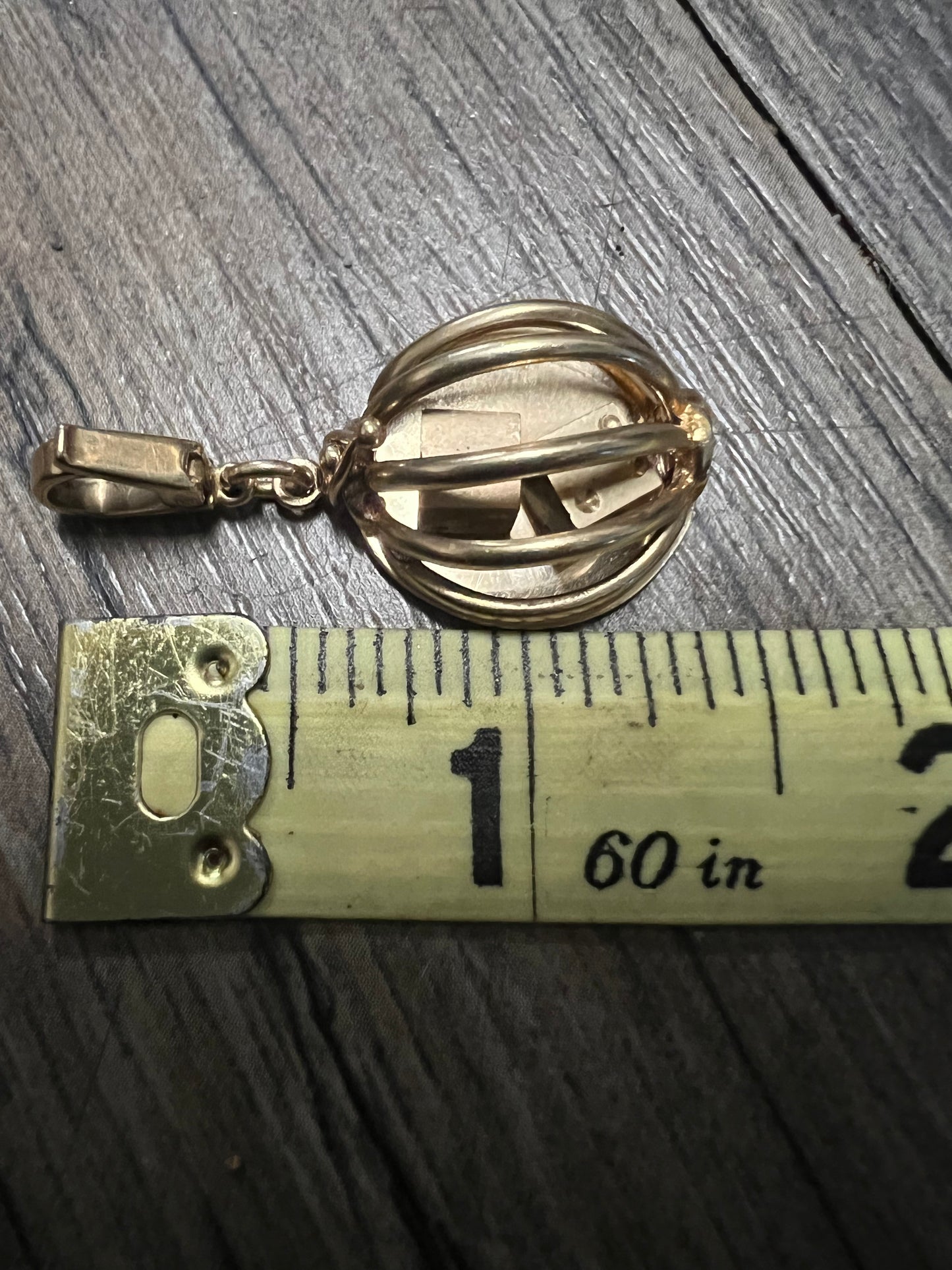 Mid Century 14k Removable Dice Cage Pendant